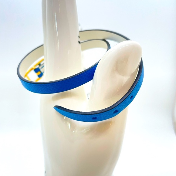 EUC HERMES Behapi Tour Double Wrap Blue Leather Bracelet - Picture 6 of 14